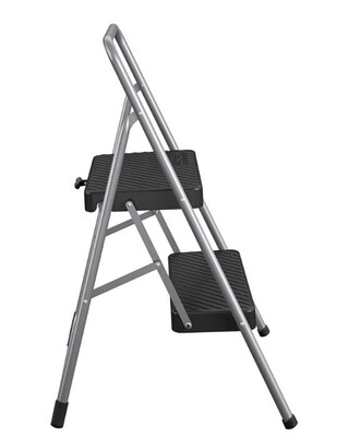 Cosco 2-Step Folding Steel Step Stool, 200 lb Capacity, 28.13" Working Height, Cool Gray (11137PBL1E)
