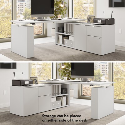 Bush Business Furniture Stratus 60W Electric Adjustable Standing Desk with Storage, White (SUT019WH)