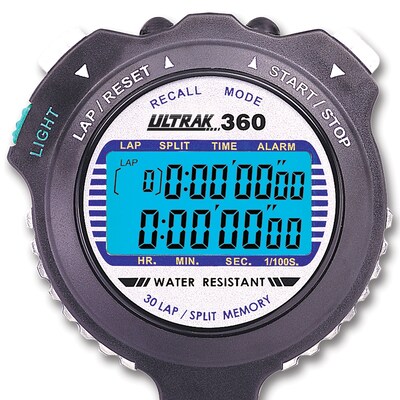 ULTRAK 360 10-Hour LED Backlight 30 Memory Stopwatch, Black (CEI360)