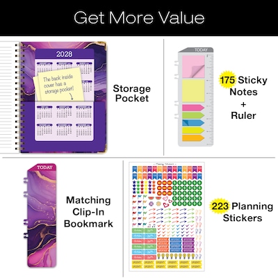 2027 Excello Brands 9" x 11" Weekly & Monthly Standard Planner, Paperboard Cover, Pink Purple Marble (FSHN-CY27-8511-22)