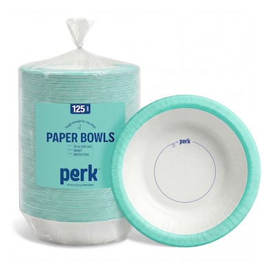 Perk Heavy Duty Paper Bowls, 20 oz., 125/Pack (PK63701)
