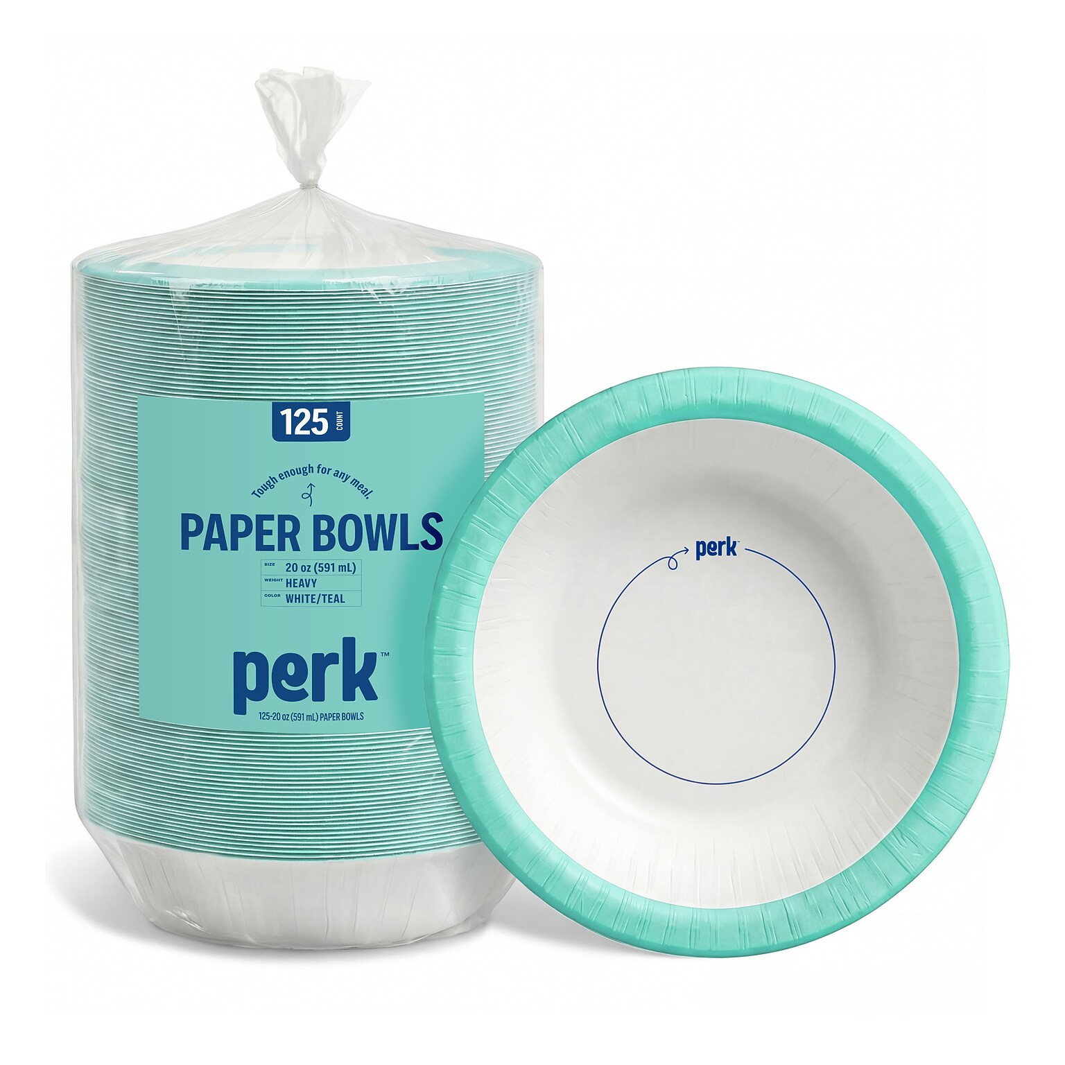 Perk Heavy Duty Paper Bowls, 20 oz., 125/Pack (PK63701)