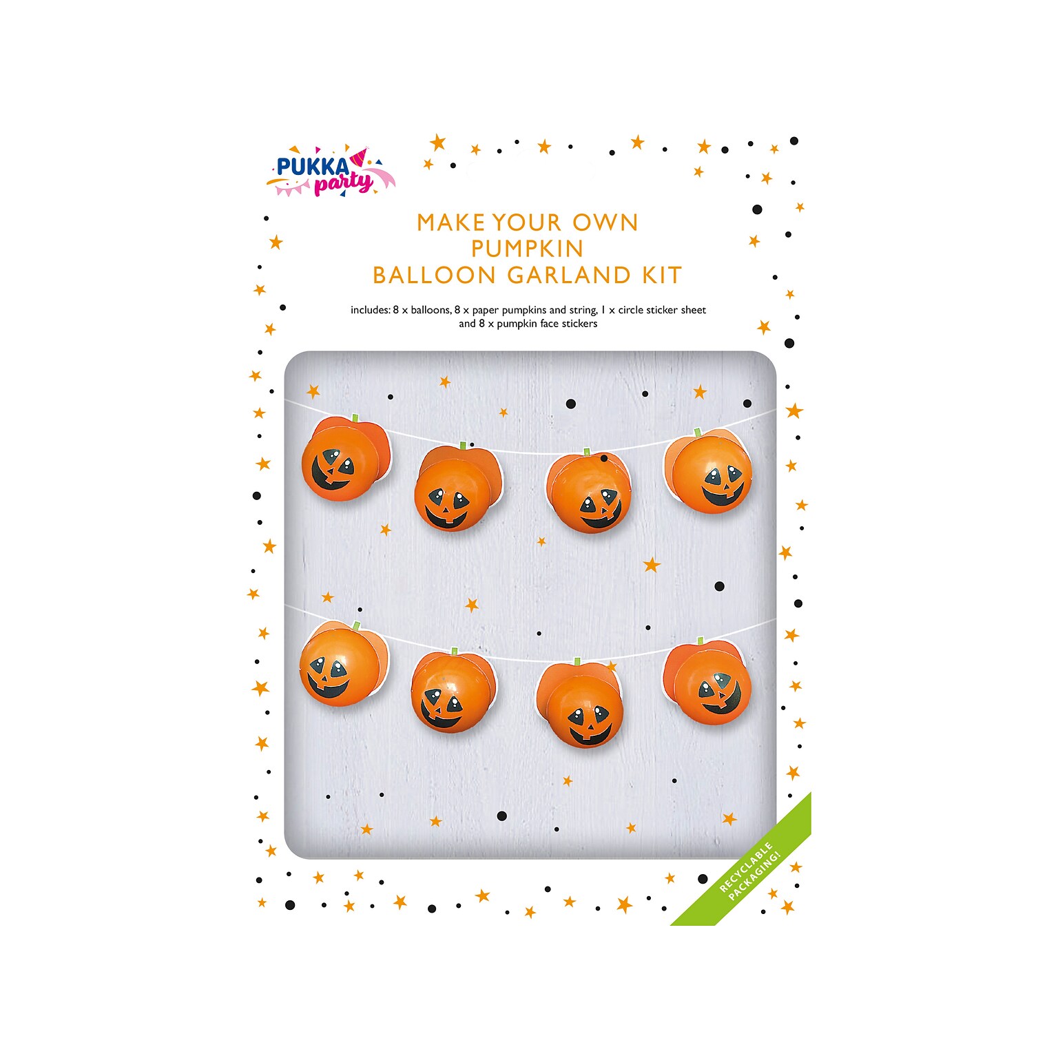 Pukka Party Pumpkin Halloween Balloon Garland Kit, Orange (PTY106)
