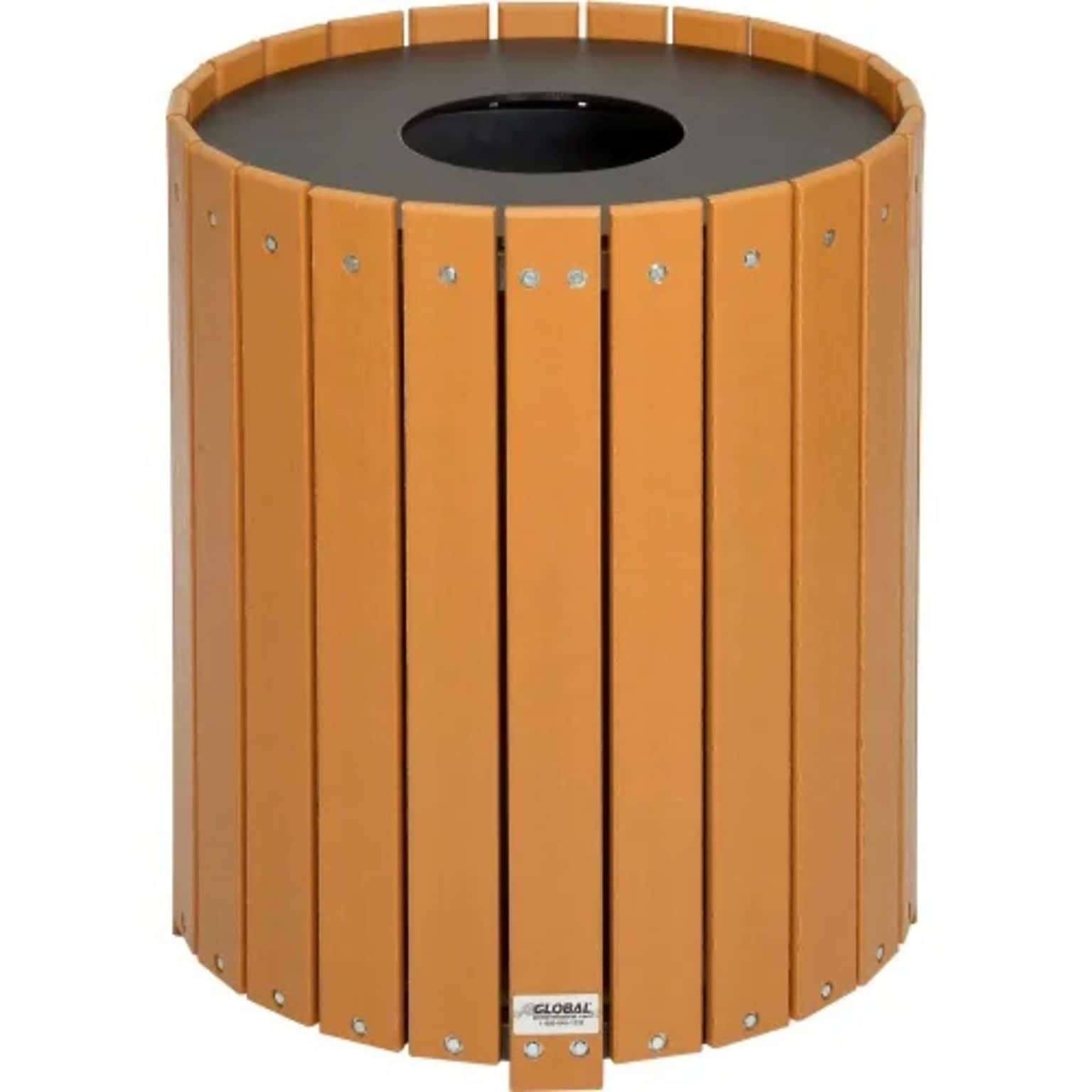 Global Industrial Recycled Plastic Round Trash Can w/ Liner, 32 Gallon, Cedar (641323CD)