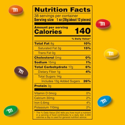 M&M's Party Size Peanut Milk Chocolate Candy Pieces, 38 oz. (MMM55116)