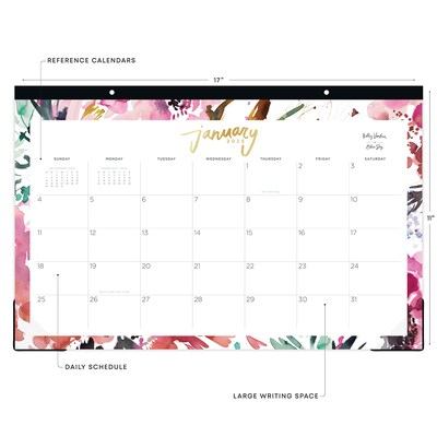 2026 Blue Sky Kelly Ventura Magenta Blooms 17 x 11 Monthly Desk Calendar (149057-26)