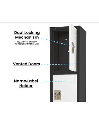 AdirOffice 72" 4-Tier Black and White Storage Locker (ADI629-204-B-W)