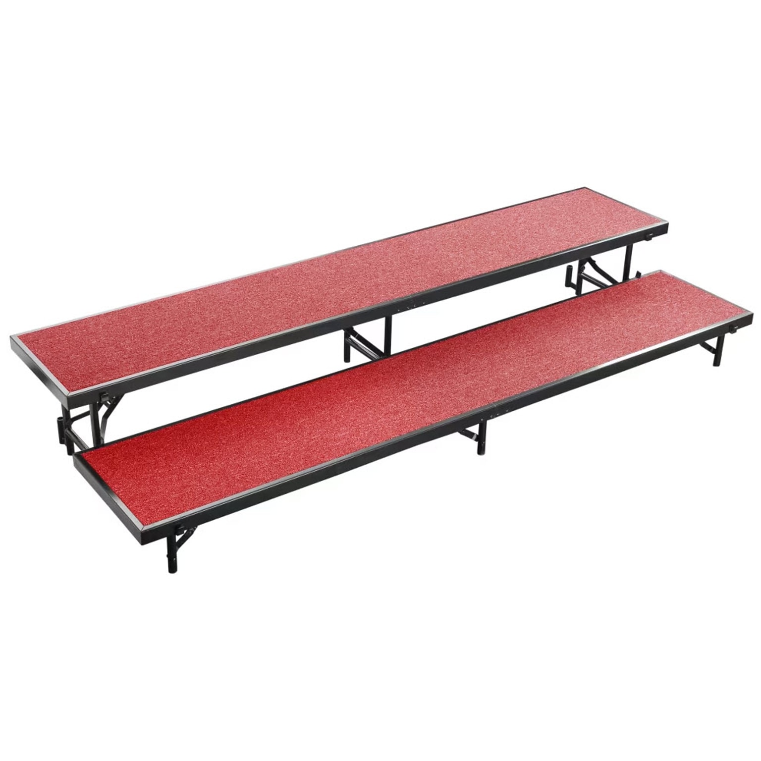 NPS 2 Level Straight Standing Choral Riser, Red Carpet, 36W x 60-66L x 16H (RS2LC40)