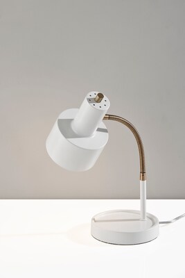 Simplee Adesso Baker Incandescent Desk Lamp, 17"H, White & Antique Brass (SL3971-02)