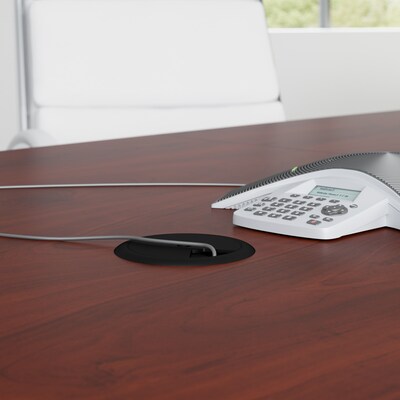 Bush Business Furniture 96W x 42D Boat Shaped Conference Table with Metal Base, Hansen Cherry (99TBM96HCSVK)