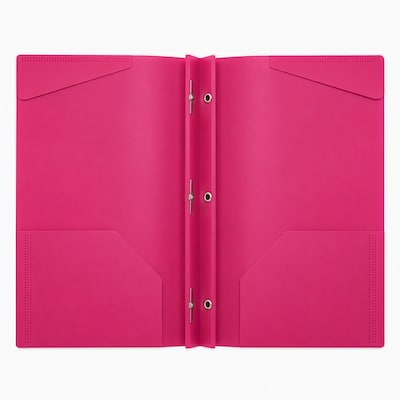Staples Matte 2-Pocket Plastic Portfolio Folder with Fasteners, Pink (55480)