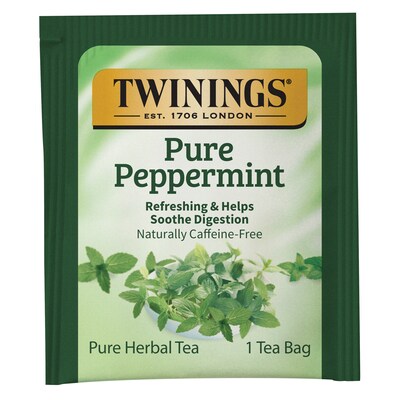 Twinings Pure Peppermint Herbal Tea Bags, 25/Box (TNA51724)