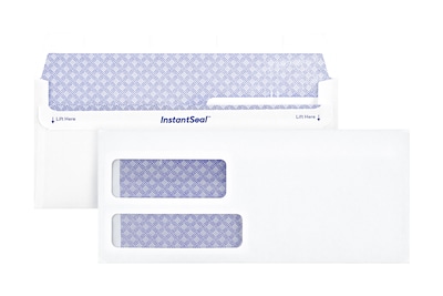 Staples Self Seal Self Seal Security Tinted #10 Double Window Envelopes, 4 1/8" x 9 1/2", White, 500/Box (ST28730-CC)