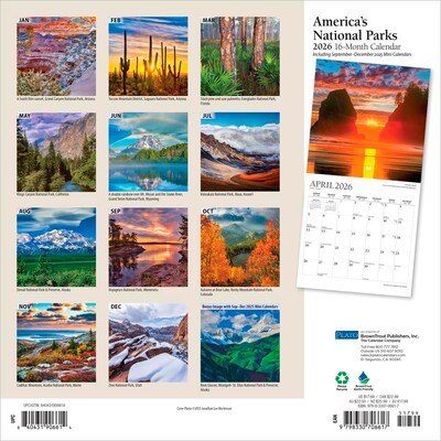 2026 Plato Americas National Parks 12 x 12 Monthly Wall Calendar (9798330706617)