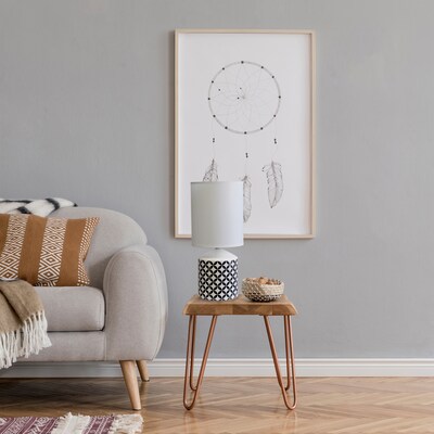 Simple Designs Fresh Prints Table Lamp, Black Coin (LT2077-COI)
