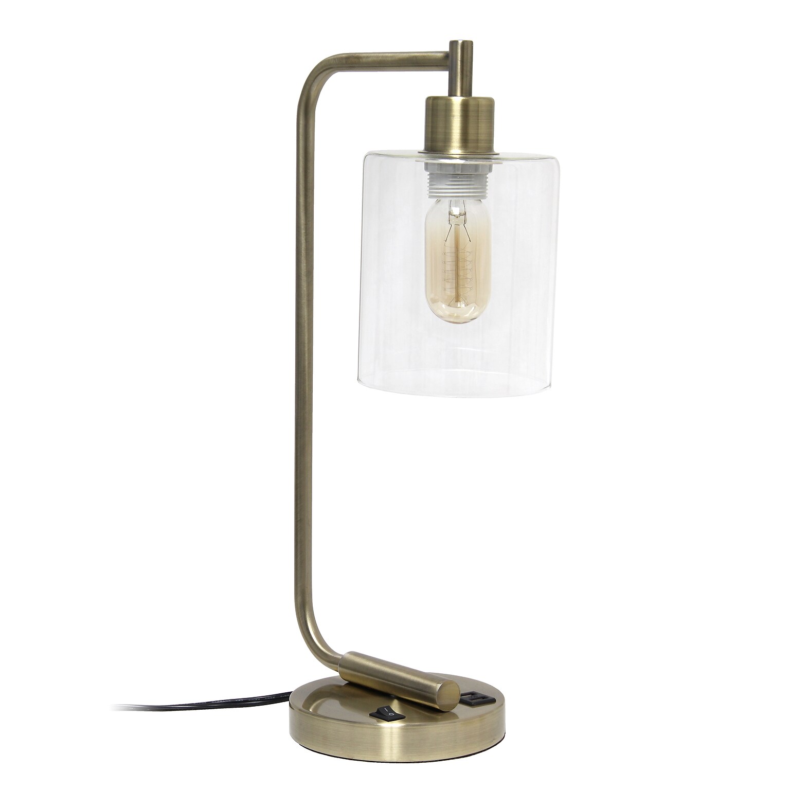 Creekwood Home Vintage Vantage 18.8 Minimalist Industrial Curved Arm Desk Lamp, Antique Brass (CWD-1017-AB)