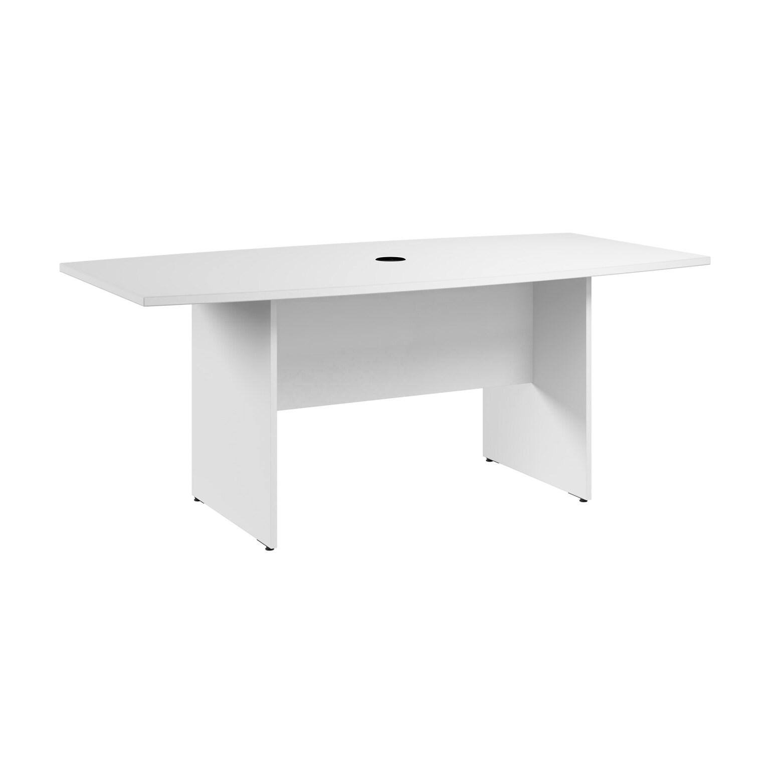 Bush Business Furniture 72W x 36D Boat Shaped Conference Table with Wood Base, White (99TB7236WH)
