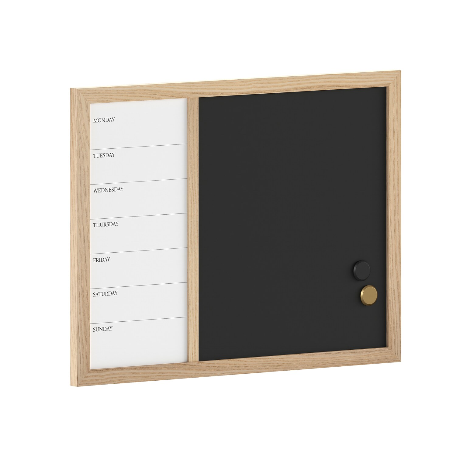 Martha Stewart Everette Magnetic Chalk-Dry Erase Weekly Calendar Combo Set, Engineered Wood Frame, 24x18 (BRPMCO1M24561LN)