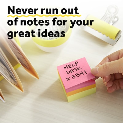 Post-it Cube Sticky Notes, 3" x 3", Sunburst Collection, 400 Sheets/Cube (2027-SUN)