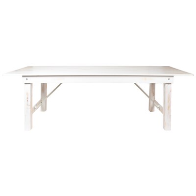 Flash Furniture HERCULES Series 108" Folding Farm Dining Table, Rustic White (XAF108X40WH)