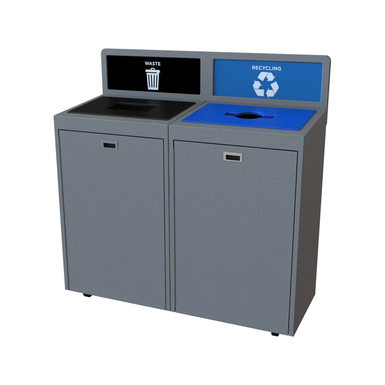 CleanRiver TIM Plastic Dual-Stream Recycling Station, 72 Gallon, Gray (TIM72-2-WR-GY)
