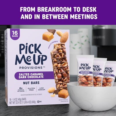 Pick Me Up Provisions™ Gluten Free Salted Caramel Dark Chocolate Nut Bar, 1.4 oz., 16 Bars/Box (PM63399)