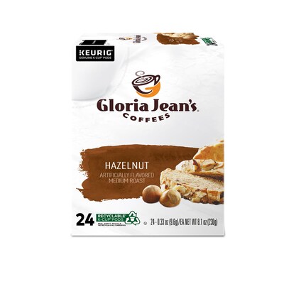 Gloria Jean's Hazelnut Coffee, Medium Roast, 0.33 oz. Keurig® K-Cup® Pods, 24/Box (60051-052)