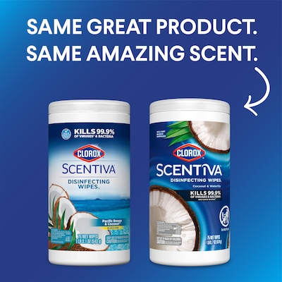 Clorox Scentiva Disinfecting Wipes, Pacific Breeze & Coconut Scent, 75 Wipes/Container (60037)