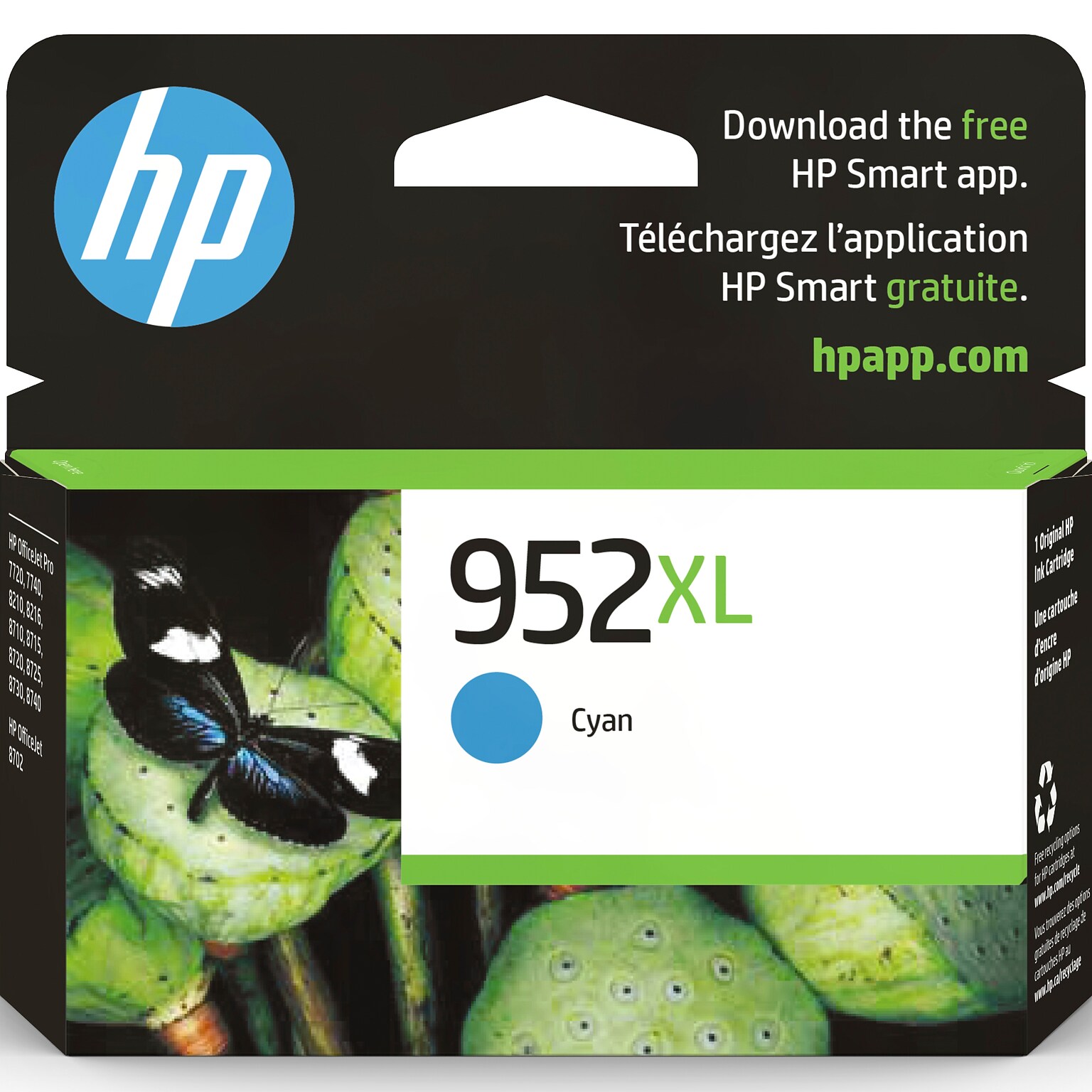 HP 952XL Cyan High Yield Ink Cartridge (L0S61AN#140), print up to 1450 pages