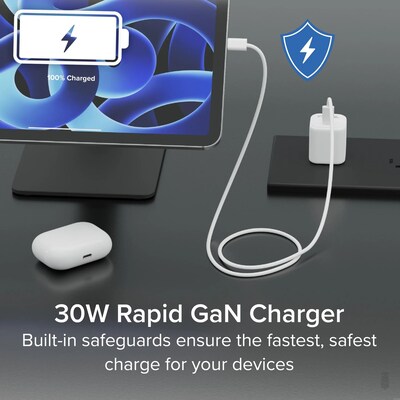 Plugable 30W GaN USB C Charger Block, White (PS-30C1W)