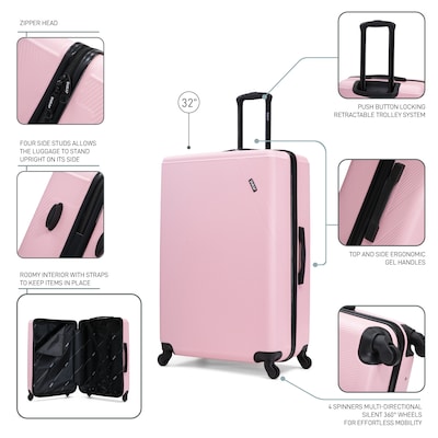 DUKAP Discovery 33.66" Hardside Suitcase, 4-Wheeled Spinner, TSA Checkpoint Friendly, Silver (DKDIS00XL-SIL)