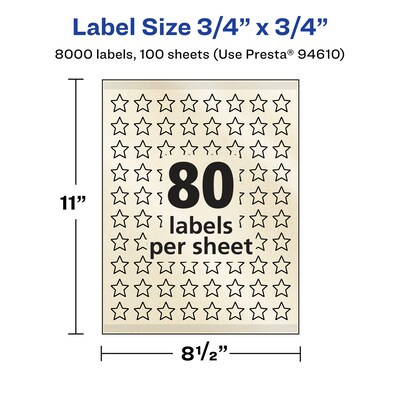 Avery Pearlized Ivory Burst Multipurpose Labels, .75" x .75", Ivory, 8000/Box (94610)