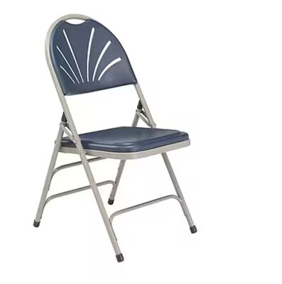 NPS 1100 Series Deluxe Fan Back With Triple Brace Double Hinge Folding Chair, Dark Blue, 52 (1115/52)