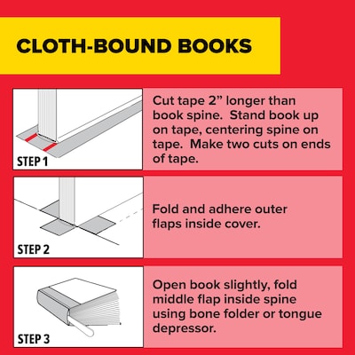 Scotch Book Transparent Clear Tape, 3" x 15 yds., 3" Core, Transparent (845-3)