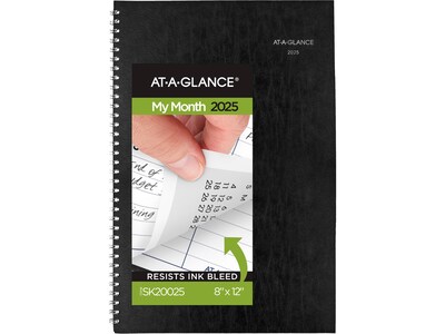 2025 AT-A-GLANCE DayMinder 8 x 12 Monthly Planner, Faux Leather Cover, Black (SK2-00-25)