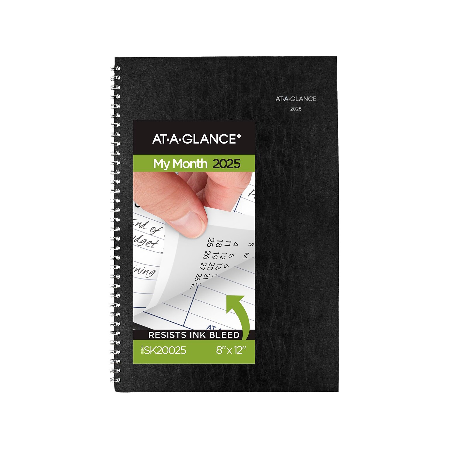 2025 ATAGLANCE DayMinder 8" x 12" Monthly Planner, Faux Leather Cover