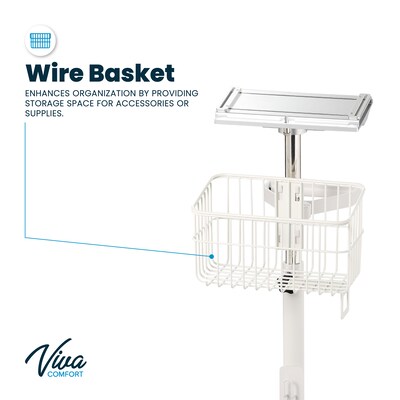 Viva Comfort Rolling Sturdy Compact Mobile Stand for RVS-100 Vital Signs Monitor, White (ADI912-C-MP-04-MK)