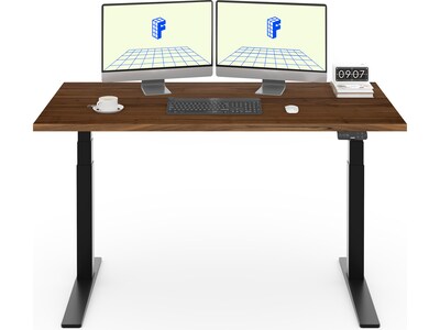 FlexiSpot E7 Pro 60"W Electric Adjustable Standing Desk, Black Walnut/Black (E7BPRO6030-BW)