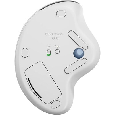 Logitech Ergo M575S Wireless Ergonomic Trackball Mouse, Off-White/Blue (910-007028)