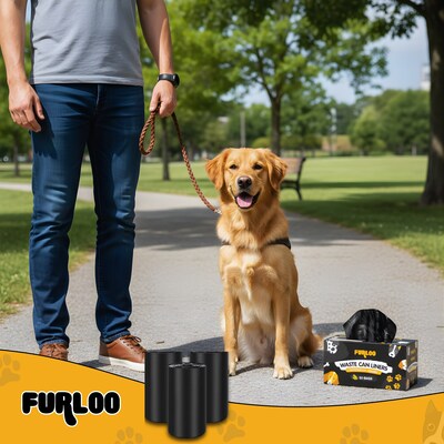Furloo Heavy Duty Pet Waste Disposal Bag, 13 Gallon, Black, 50 Total Bags (FLO22)