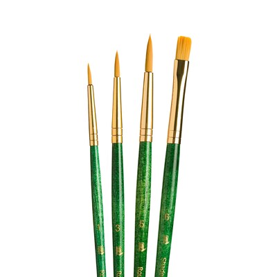 Princeton RealValue Short Handle Mixed Media Synthetic Taklon Variety Brush Set, 4/Set, 3 Sets/Bundle (PBXPR9115-3)