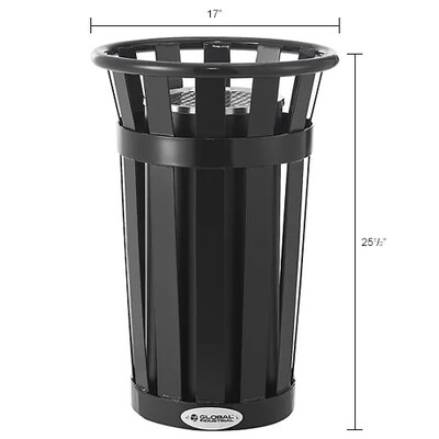 Global Industrial Slatted Steel Outdoor Ashtray, 13 Gallon, Black (615155)