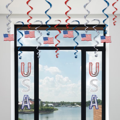 Beistle Fourth of July American Flag Whirls, Red/White/Blue, 24/Pack (53602)
