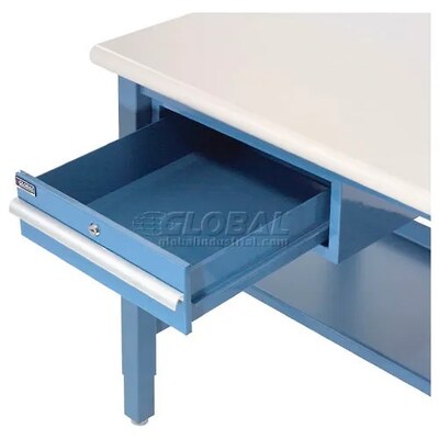 Global Industrial ESD Laminate Production Workbench w/ Drawer & Shelf, 96"W x 36"D, Blue (319003)
