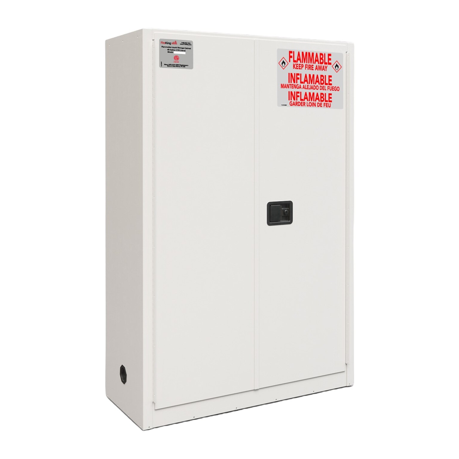 FireKing Flammable Liquids Steel Storage Cabinet, 45 gal, Manual Close, Platinum (SC45-MC-PL)