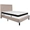 Flash Furniture Roxbury Tufted Upholstered Platform Bed in Beige Fabric with Memory Foam Mattress, F