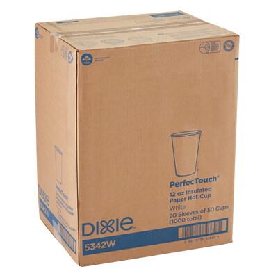 Dixie PerfecTouch Insulated Paper Hot Cup, 12 oz., White, 1000/Carton (5342W)