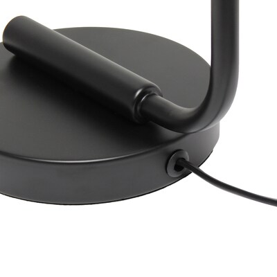 Creekwood Home Vintage Vantage 18.8" Minimalist Industrial Curved Arm Desk Lamp w/ Clear Glass Shade, Black (CWD-1013-BK)