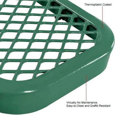 Global Industrial 6' Outdoor Steel Bench w/ Backrest, Expanded Metal, Green (277154GN)