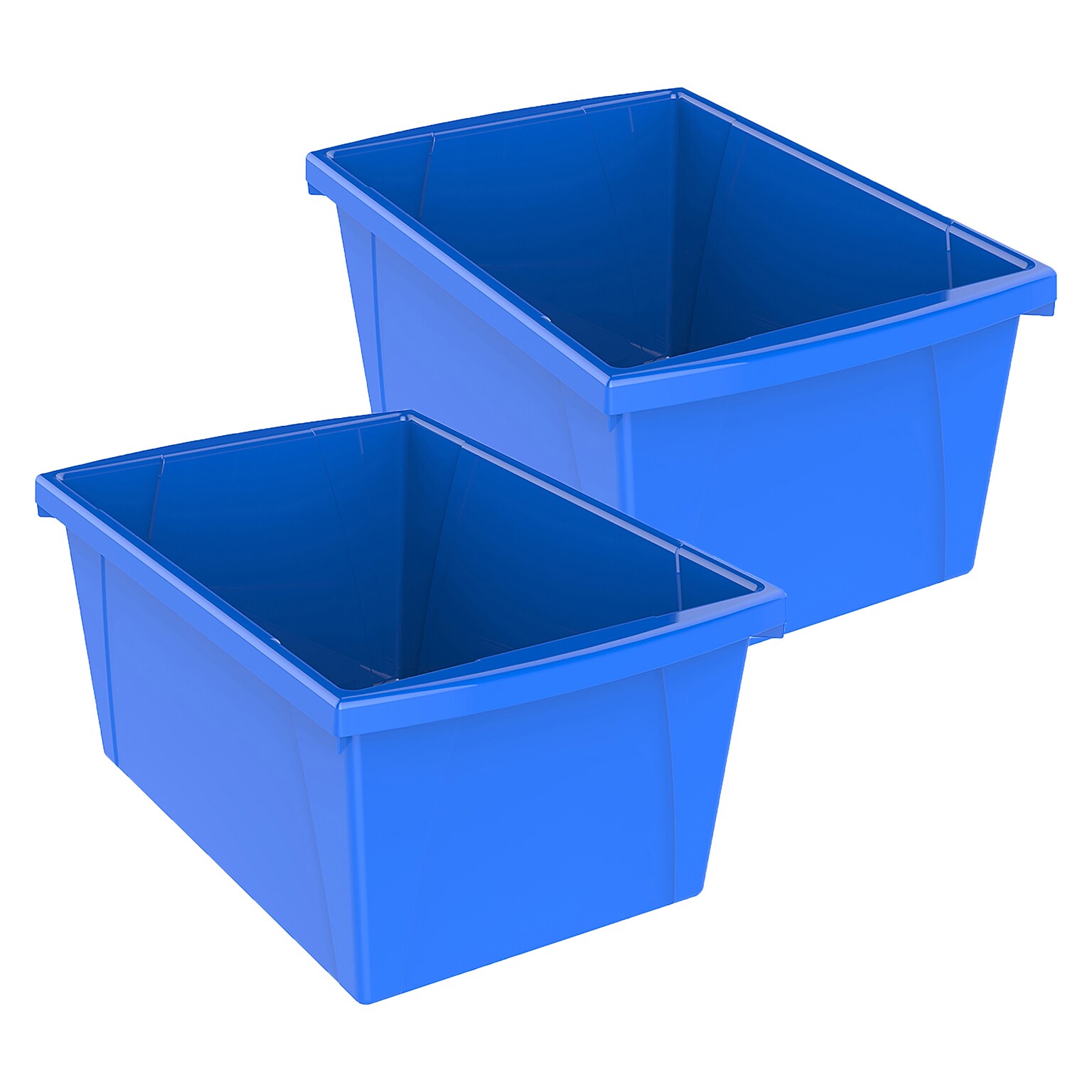 Storex Plastic Medium Classroom Storage Bin, 16.75x 11.87x 8.28, Blue, Pack of 2 (STX61482U06C-2)